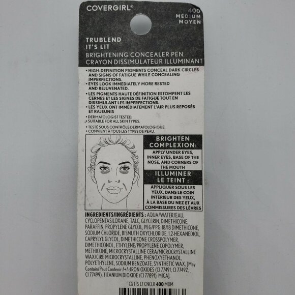 COVERGIRL TRUBLEND IT'S LIT BRIGHTENING CONCEALER PEN ~ #400 MEDIUM‎ - NEW - Picture 4 of 4